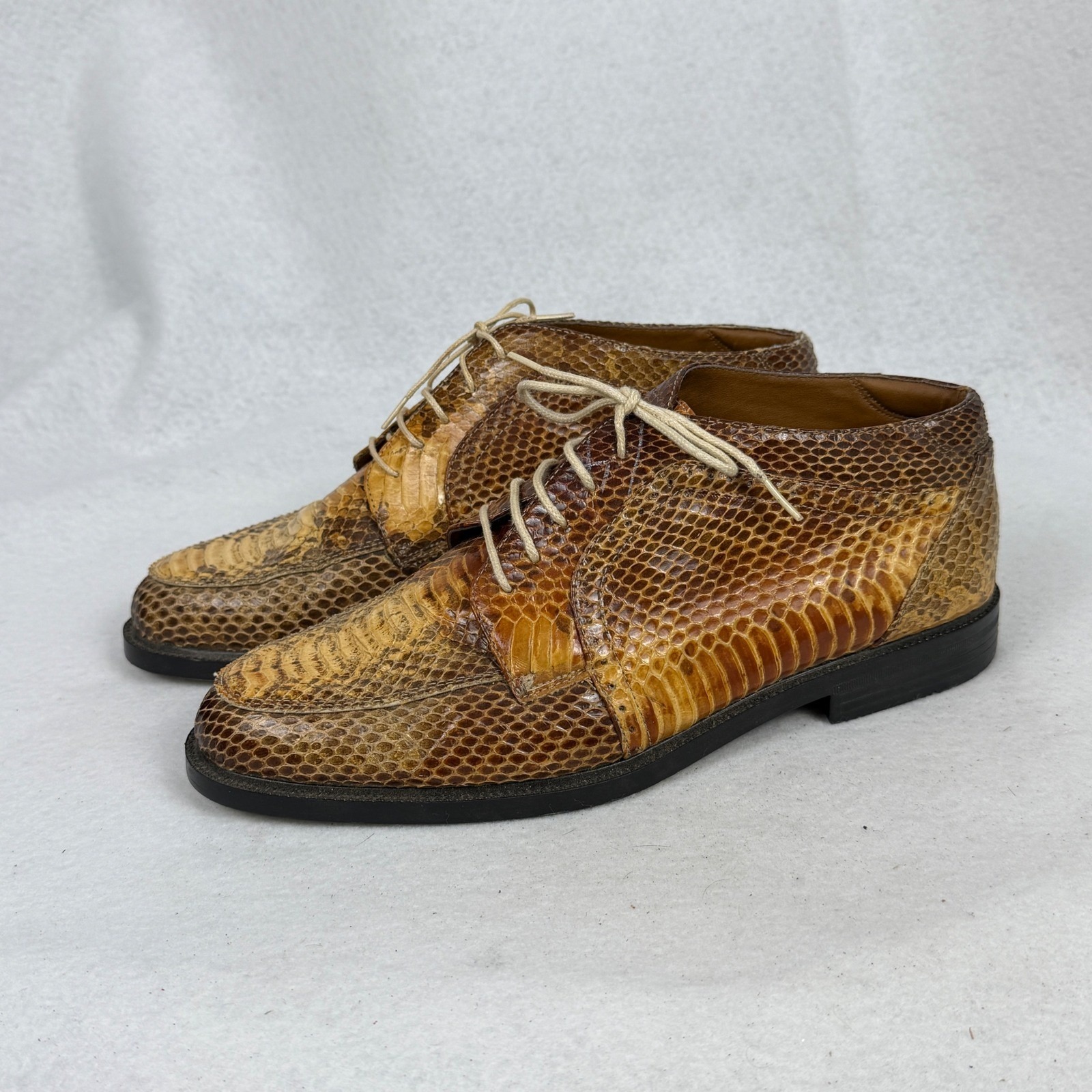 Giorgio Brutini Oxford Shoes Mens 10.5 Genuine Snakeskin Leather Exotic Brown